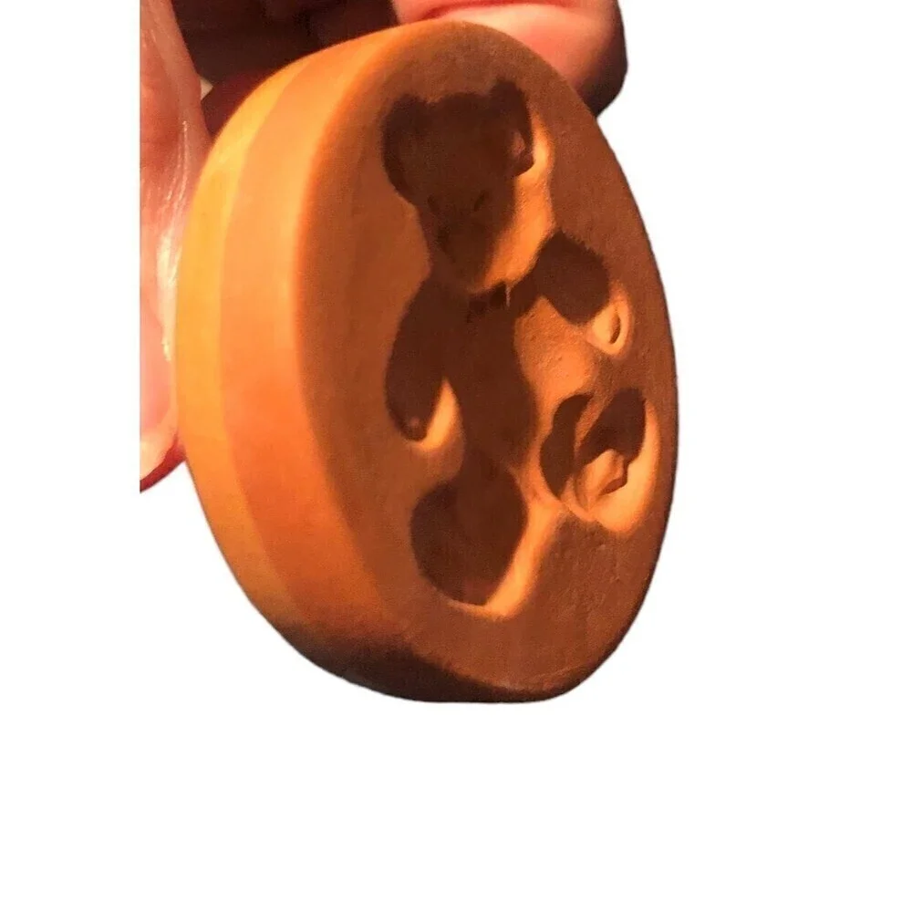 Vintage Terracotta 2” Butter Or Cookie Press Vintage Clay Teddy Bear Bunny